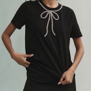 English Factory Rhinestone Bow Tee